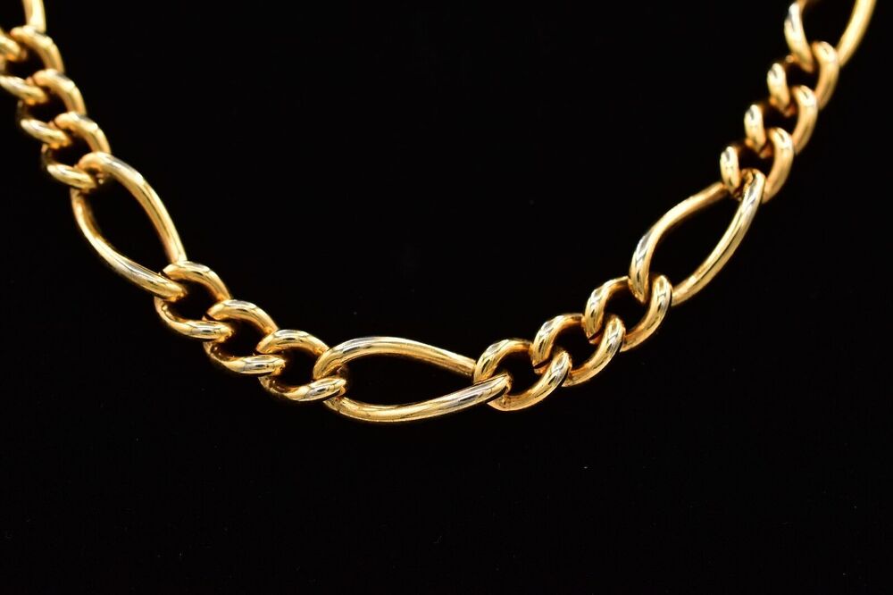 Erwin Pearl Vintage Chain Necklace Linked Chunky Shiny Gold Thick Signed BinA17